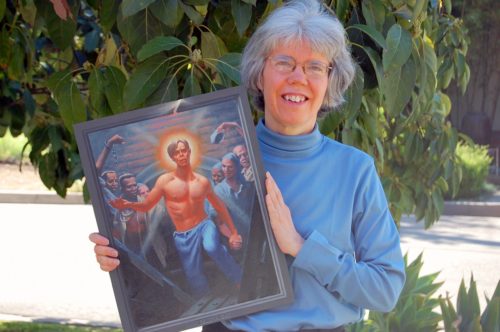 Kittredge Cherry with "Jesus Rises" from gay Passion of Christ