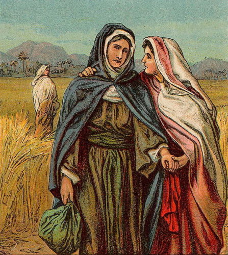 Ruth and Naomi 1907 Bible card