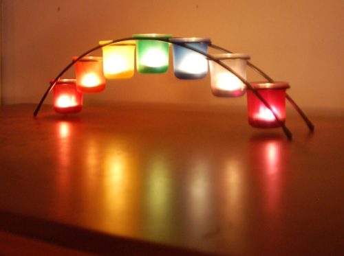 Rainbow Candles LGBTQ Bridge of Light by Kittredge Cherry
