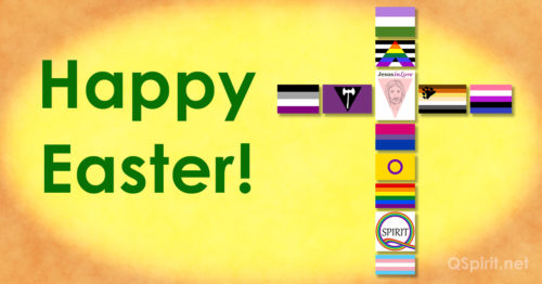 LGBTQ+ Flag Cross Happy Easter no words