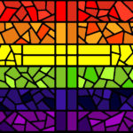 Rainbow Stained Glass Window with Cross
