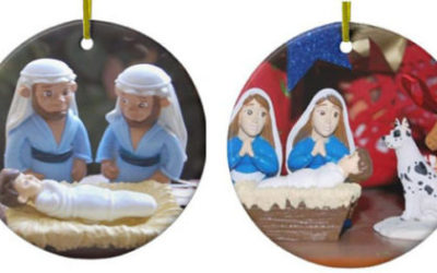 Gay and lesbian Nativity cards and ornaments available