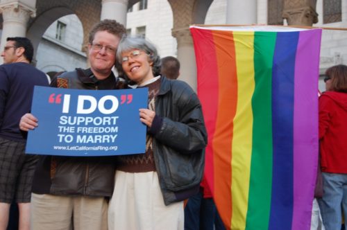 Kittredge Cherry and Audrey Lockwood at Marriage Equality Vigil 3-24-2013
