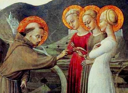 Saint Francis with Female Trinity by Sassetta