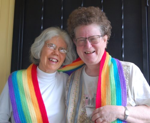 Kittredge Cherry and Audrey Lockwood rainbow scarf 2020
