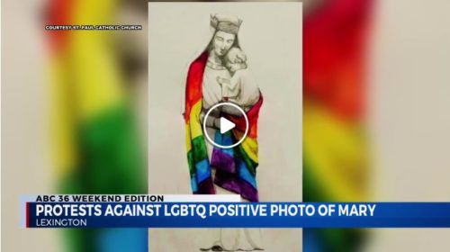 Rainbow Madonna Kentucky protest