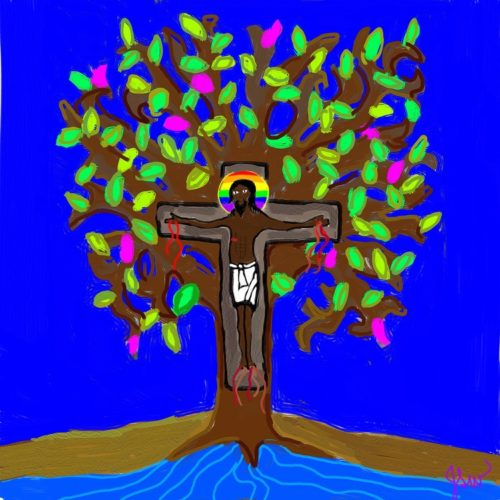 Rainbow Christ Tree of Life by Jeremy Whitner
