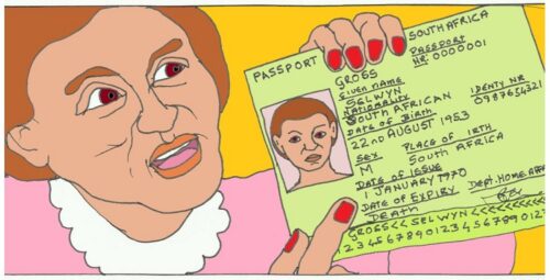 Sally Gross with passport by Jan Haen