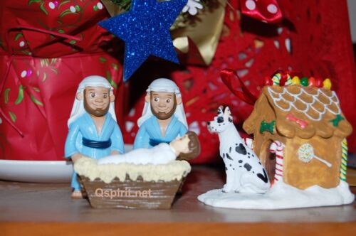 Gay nativity with dog