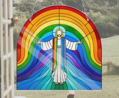 Rainbow Christ window by StellaGiftsAustralia