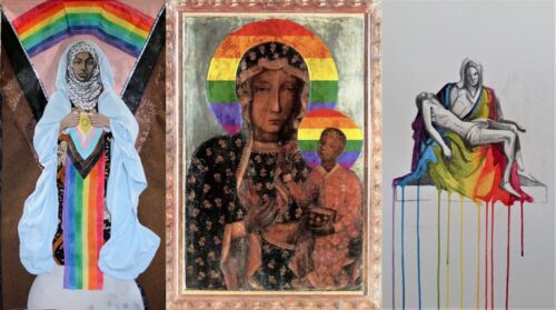Rainbow Mary triptych