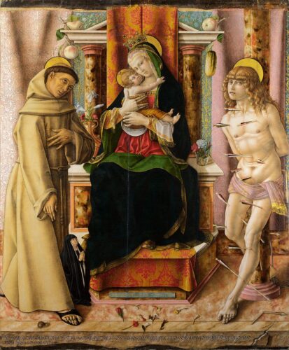 Francis and Sebastian with Virgin by Carlo Crivelli