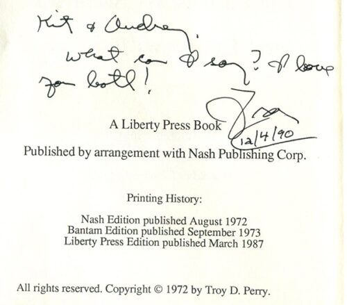 Lord is My Shepherd autograph Troy Perry 