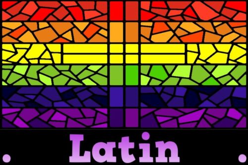 Latin rainbow cross flag