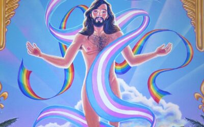 Happy Easter from Kittredge Cherry and Q Spirit! See “Ascension of Queer Christ”