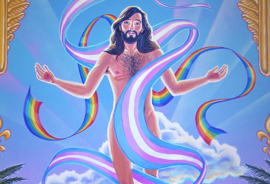 Happy Easter from Kittredge Cherry and Q Spirit! See “Ascension of Queer Christ”