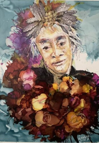 Trudie Barreras by Harriet Anaya with roses 