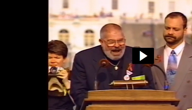 On stage with Troy Perry at the 1993 March on Washington for LGBTQ rights