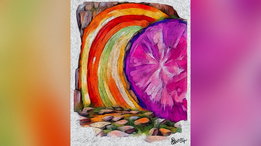 Happy Easter from Kittredge Cherry and Q Spirit! See “The Rainbow Remains”